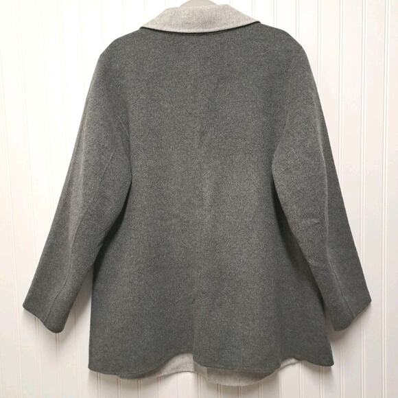 Talbots Blazer Jacket Womens Plus 18W Two Tone Gray Wool Blend Fleece Soft Cozy - Picture 2 of 15